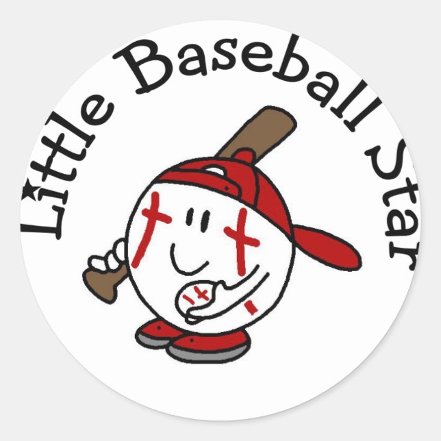 Little Baseball Star Tshirts and Gifts Classic Round Sticker (Front)