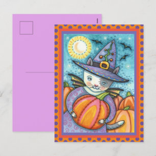LITTLE BAT CAT KITTEN, CUTE & COLORFUL HOLIDAY POSTCARD