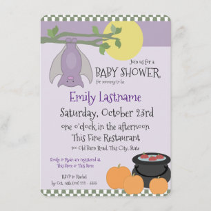 Little Bat Halloween Baby Shower Invitation