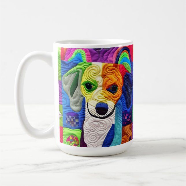 Little Beagle Puppy Quilt Like Design Coffee Mug (Left)