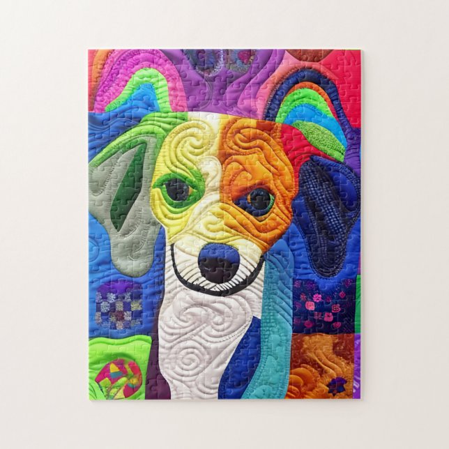 Little Beagle Puppy Quilt Like Design Jigsaw Puzzle (Vertical)