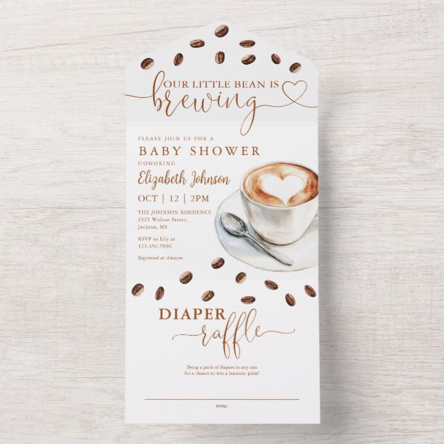 Little Bean Brewing Coffee Baby Shower All In One Invitation (Inside)