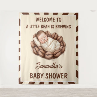 Little Bean Is Brewing Coffee Baby Shower Backdrop Tapestry
