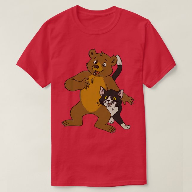 Little Bear and Cat Art  T-Shirt (Design Front)