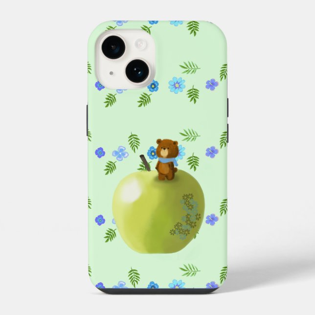 Little Bear and Green Apple iPhone Case (Back)