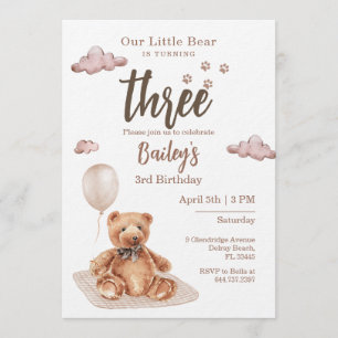 Little Bear Any Age Birthday Invitation