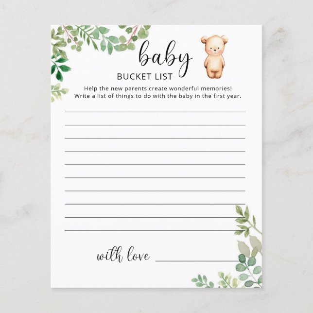 Little Bear Baby bucket list (Front)