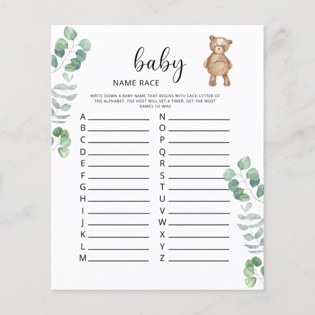 Little bear Baby name race game (Front)