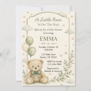 Little Bear Baby Shower Invitation