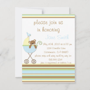 Little Bear Blue Baby Shower Invitation