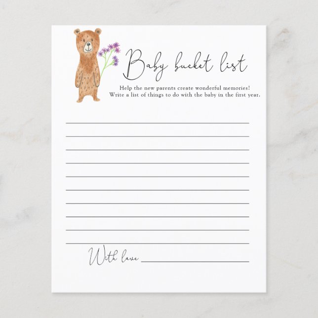 Little Bear Cub - Baby bucket list (Front)
