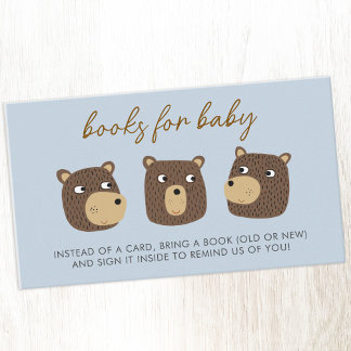 Little Bear Cub Baby Shower Book Request Enclosure Card