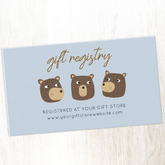 Little Bear Cub Baby Shower Gift Registry Website Enclosure Card