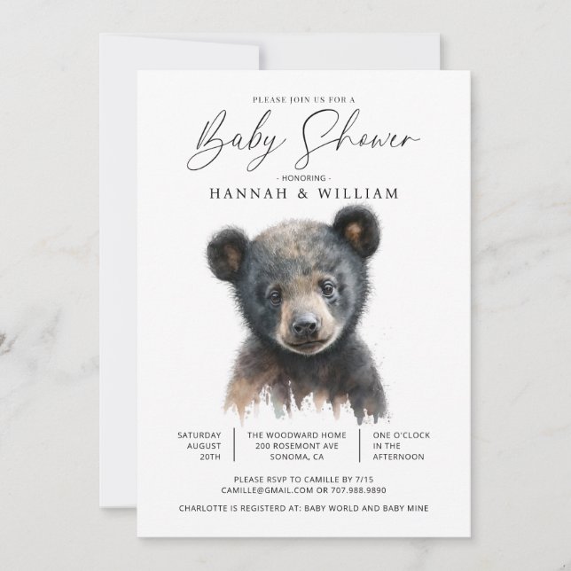 Little Bear Cub Baby Shower Invitation (Front)