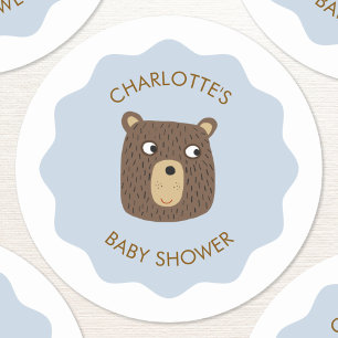 Little Bear Cub Baby Shower Personalised Classic Round Sticker