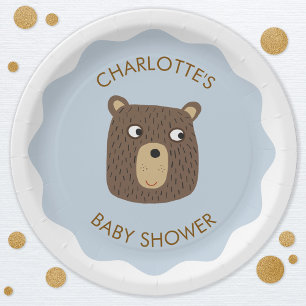 Little Bear Cub Baby Shower Personalised Paper Plate