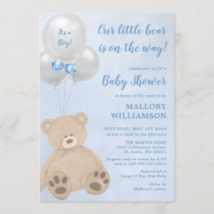 Little Bear Cub Boy Baby Shower Invitation