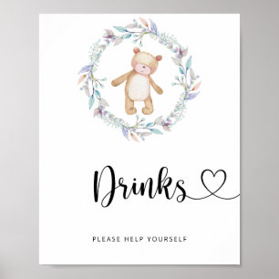 little bear Drinks help yourself Poster