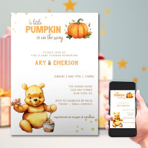 Little Bear Fall Harvest Pumpkin Baby Shower Invitation