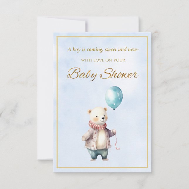Little Bear holding a balloon Baby Shower (Front)