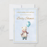 Little Bear holding a balloon Baby Shower
