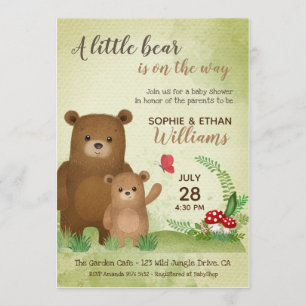 Little Bear is On the Way   Baby Shower Invitation