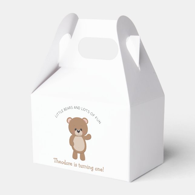 Little Bear Is Turning One Woodland 1st Birthday Favour Box (Front Side)