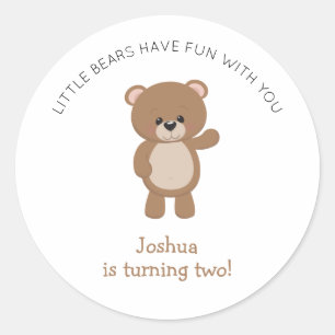 Little Bear Is Turning Two Woodland Theme Classic Round Sticker