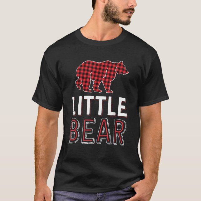 Little Bear Kid Red Buffalo Plaid Matching Family  T-Shirt (Front)