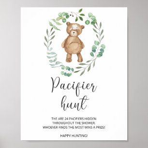 little bear pacifier hunt baby shower game poster