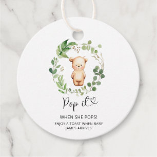 Little Bear Pop it when she pops baby shower Favour Tags