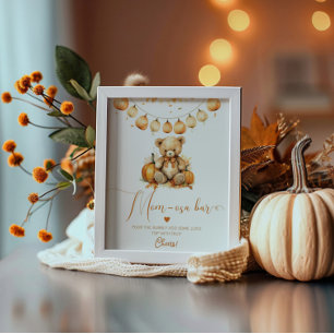 Little bear pumpkin baby shower mum-osa bar poster