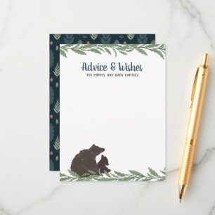 Little Bear Rustic Baby Shower Wishes and Advice Card