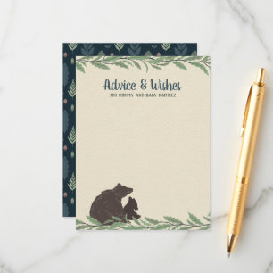 Little Bear Rustic Baby Shower Wishes and Advice Card