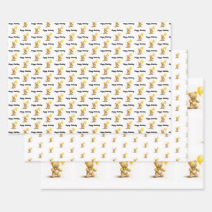 Little bear, Teddy Bear, Birthday, Baby Shower, Wrapping Paper Sheet