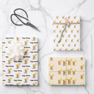 Little bear, Teddy Bear, Birthday, Baby Shower,  Wrapping Paper Sheet