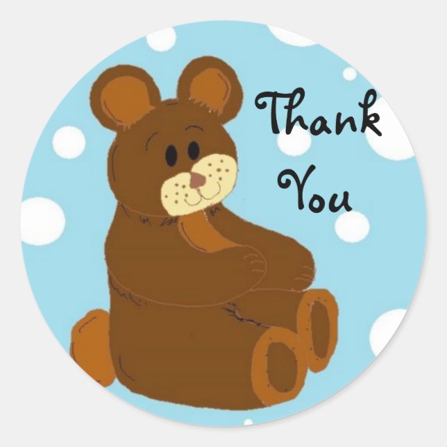 Little Bear Thank You Classic Round Sticker (Front)