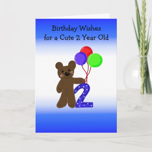Little Bear Two Year Old Birthday Card (Front)