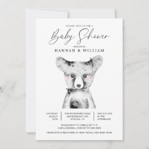 Little Bear Watercolor Baby Shower Invitation