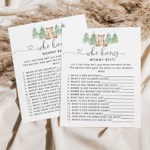 Little bear Who knows mummy best baby shower game