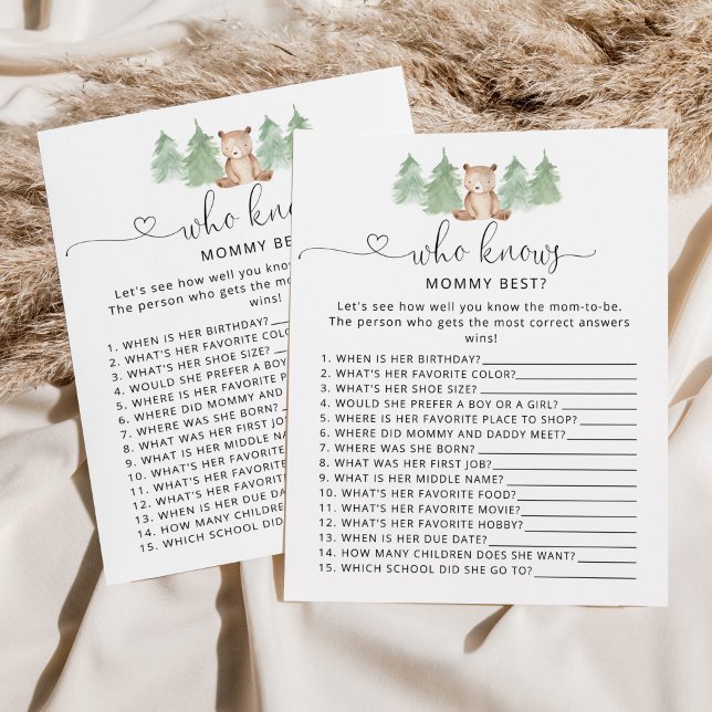 Little bear Who knows mummy best baby shower game (Creator Uploaded)