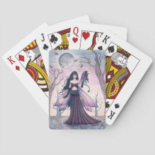 Little Beast Purple Fairy and Dragon Fantasy Art Playing Cards