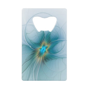 Little Beauty Modern Blue Gold Fractal Art Flower