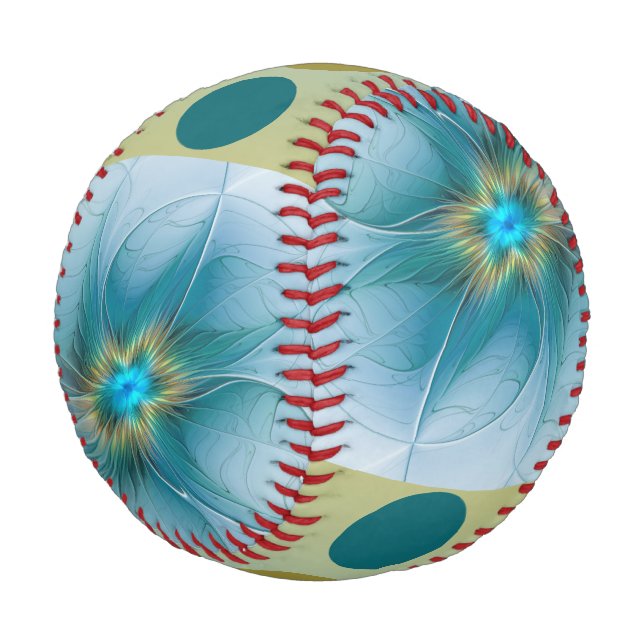 Little Beauty Modern Blue Gold Fractal Art Flower Baseball (Angled)