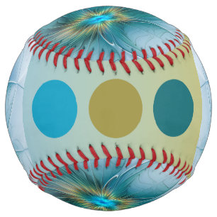 Little Beauty Modern Blue Gold Fractal Art Flower Softball
