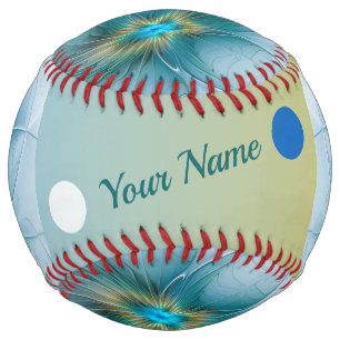 Little Beauty Modern Blue Gold Fractal Art Name Softball