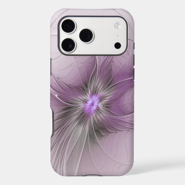 Little Beauty Modern Mauve Gray Fractal Art Flower (Back)