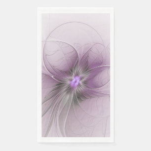 Little Beauty Modern Mauve Gray Fractal Art Flower Napkin