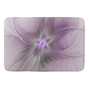 Little Beauty Modern Mauve Grey Fractal Art Flower Bath Mat