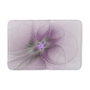 Little Beauty Modern Mauve Grey Fractal Art Flower Bath Mat
